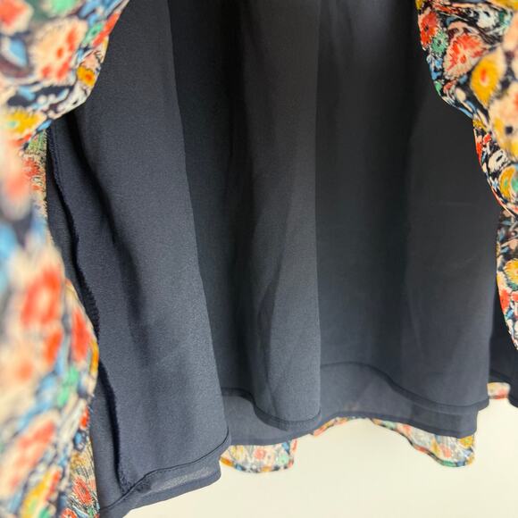 Loft Womens Floral Print Tiered Chiffon Ruffle Pull-On Black/Multi Mini Skirt XS - Picture 4 of 7